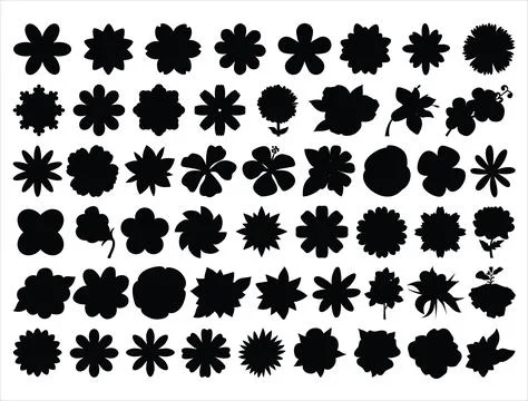FLAT FLOWERS SILHOUETTE Stock Illustration