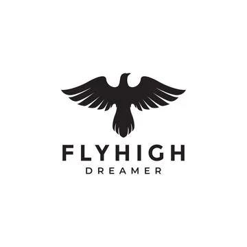 Flat fly falcon modern logo design Stock Illustration