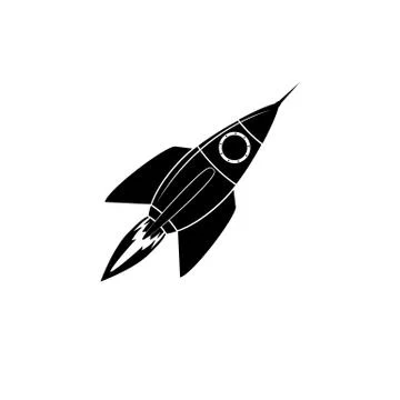 Flat flying rocket, icon for apps and websites Stock Illustration