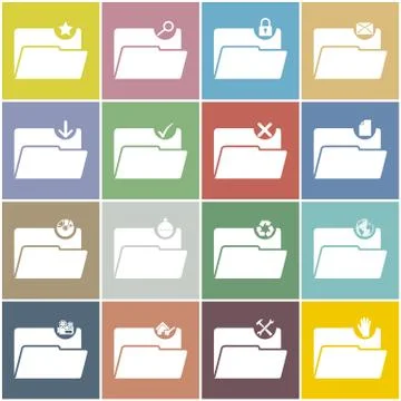 Flat folder icon set with color background Stock-Illustration