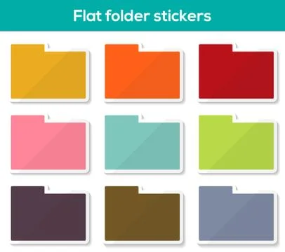 Flat folder stickers Stock Illustration