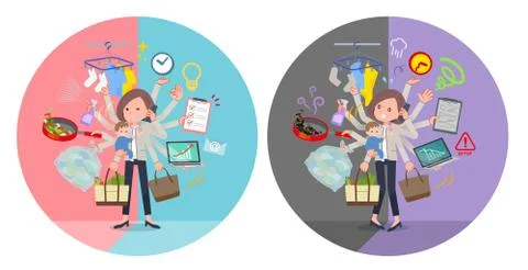 Flat Formal no collar jacket women mulch task switch イラスト素材