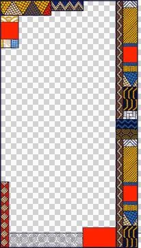 Flat frame is forming with colorful zigzag and grid patterns on transparent Stock Illustration