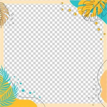 Flat frame is showing transparent background with mustard teal palm and dot Illustrazione stock