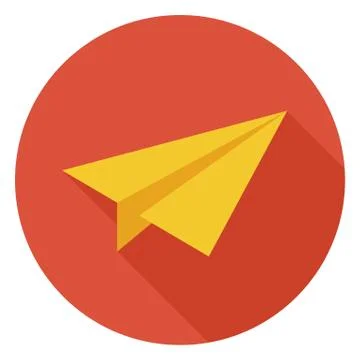 Flat Freelance Paper Plane Circle Icon with Long Shadow Stock Illustration