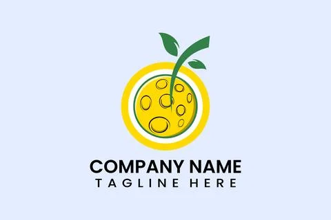 Flat fruit moon icon symbol logo template vector Stock Illustration