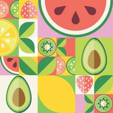 Flat fruit pattern 스톡 일러스트