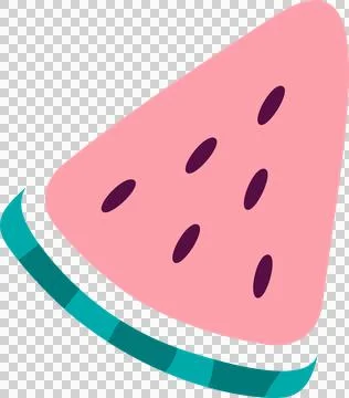 Flat fruit slice is floating on transparent background, showing pink flesh, 库存插图
