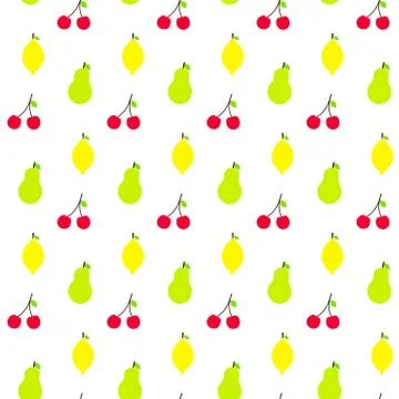 Flat Fruits Set Seamless Pattern Vector Illustration 스톡 일러스트