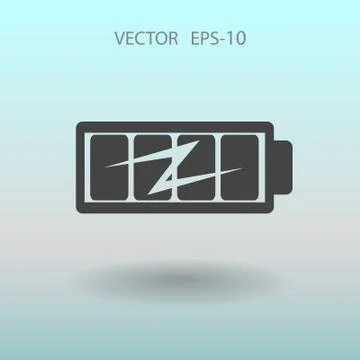 Flat full  battery charged  icon, vector illustration Stock Illustration