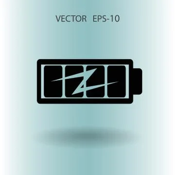 Flat full  battery charged  icon, vector illustration Stock Illustration