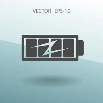 Flat full  battery charged  icon, vector illustration Stock Illustration