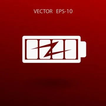 Flat full  battery charged  icon, vector illustration Stock Illustration