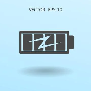 Flat full  battery charged  icon, vector illustration Stock Illustration