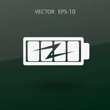 Flat full  battery charged  icon, vector illustration Illustrazione stock
