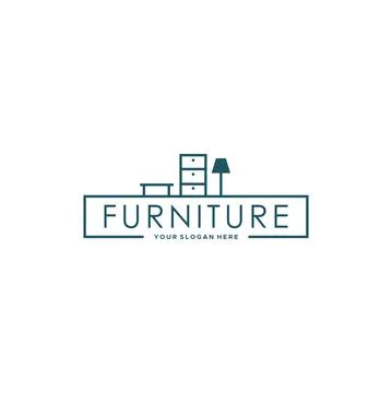 Flat FURNITURE table lamp cupboard logo design Illustrazione stock