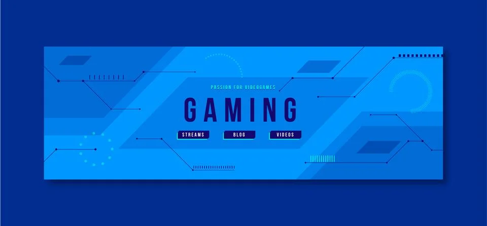 Flat futuristic gaming twitter header Stock Illustration