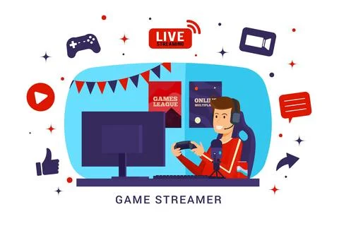Flat game streamer elements collection 스톡 일러스트