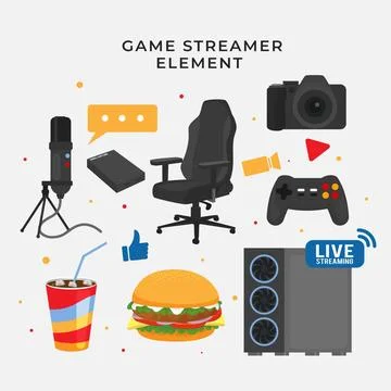 Flat game streamer elements collection イラスト素材
