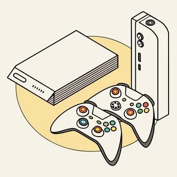Flat Gaming Console With Controllers vector illustration design 97 Stock Illustration