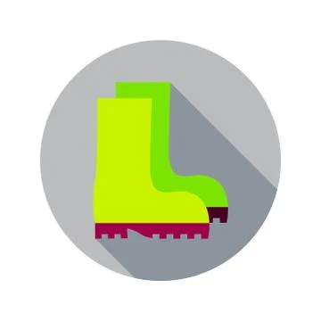 Flat Garden Boots Circle Icon Stock Illustration