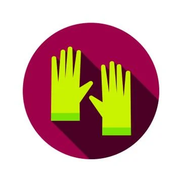 Flat Garden Gloves Circle Icon Stock Illustration