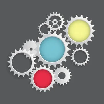 Flat Gear Icon. Cooperation and Teamwork Concept. Illustr Stock Illustration