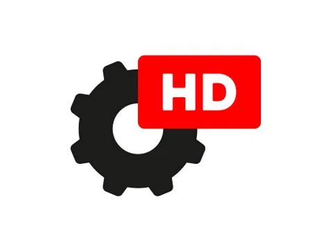 Flat gear image with hd video logo Stock Illustration