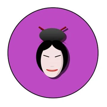 Flat geisha face icon vector logo illustration Stock Illustration
