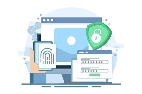Flat general data security concept, personal information protection. Illustrazione stock
