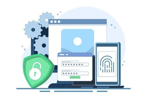 Flat general data security concept, personal information protection. Illustrazione stock