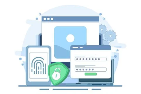 Flat general data security concept, personal information protection. Stockillustratie
