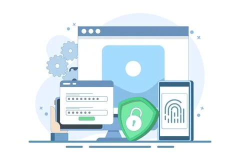 Flat general data security concept, personal information protection. Stock Illustration