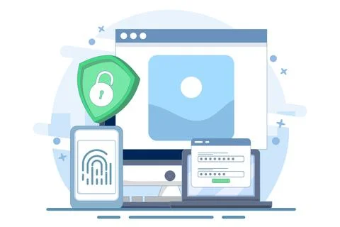 Flat general data security concept, personal information protection. Illustrazione stock