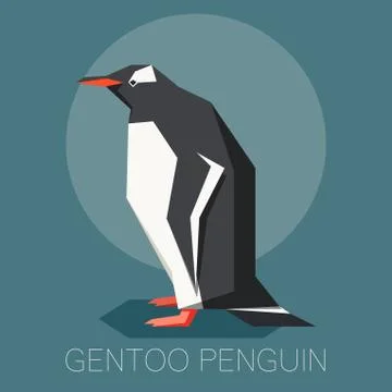 Flat gentoo penguin Stock Illustration