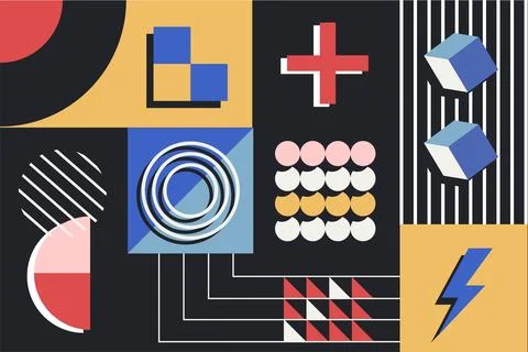 Flat Geometric Background with Modern Abstract Shapes Stock Illustration