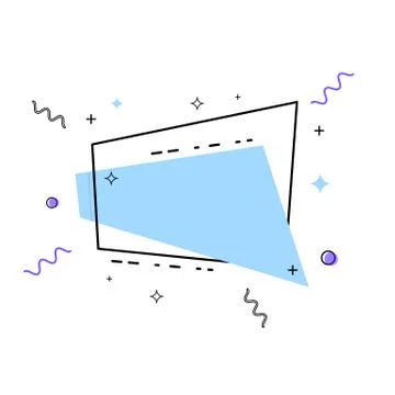 Flat geometric banner for ad. Empty bubble with random decorative items. Elem Stock Illustration