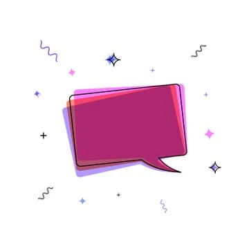 Flat geometric banner.  Empty bubble. Distorted glitch and chromatic aberrati Stock Illustration