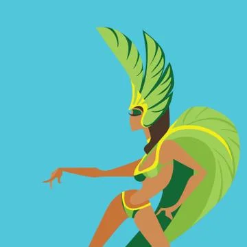 Flat geometric design of dancing samba queen Stock Illustration