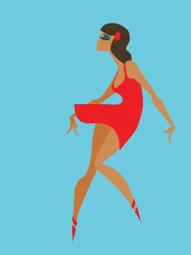 Flat geometric design of dancing samba queen Stock Illustration