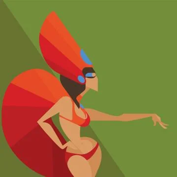 Flat geometric design of dancing samba queen Stock Illustration