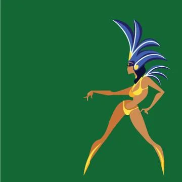 Flat geometric design of dancing samba queen Stock Illustration