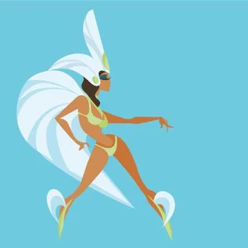 Flat geometric design of dancing samba queen Stock Illustration