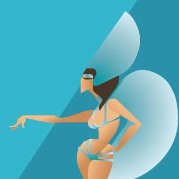 Flat geometric design of dancing samba queen Stock Illustration