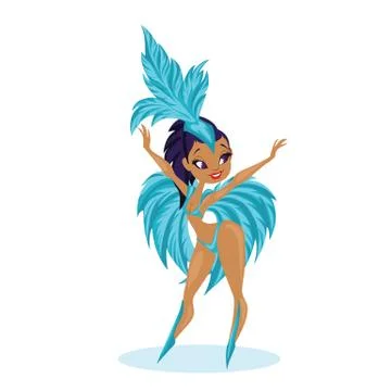 Flat geometric design of dancing samba queen Stock Illustration