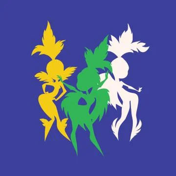 Flat geometric design of dancing samba queen Stock Illustration