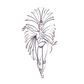 Flat geometric design of dancing samba queen Stock Illustration