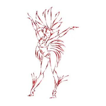 Flat geometric design of dancing samba queen Stock Illustration