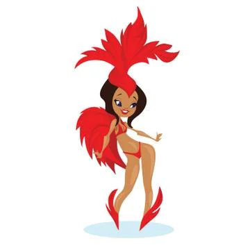 Flat geometric design of dancing samba queen Stock Illustration