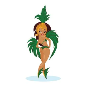 Flat geometric design of dancing samba queen Stock Illustration